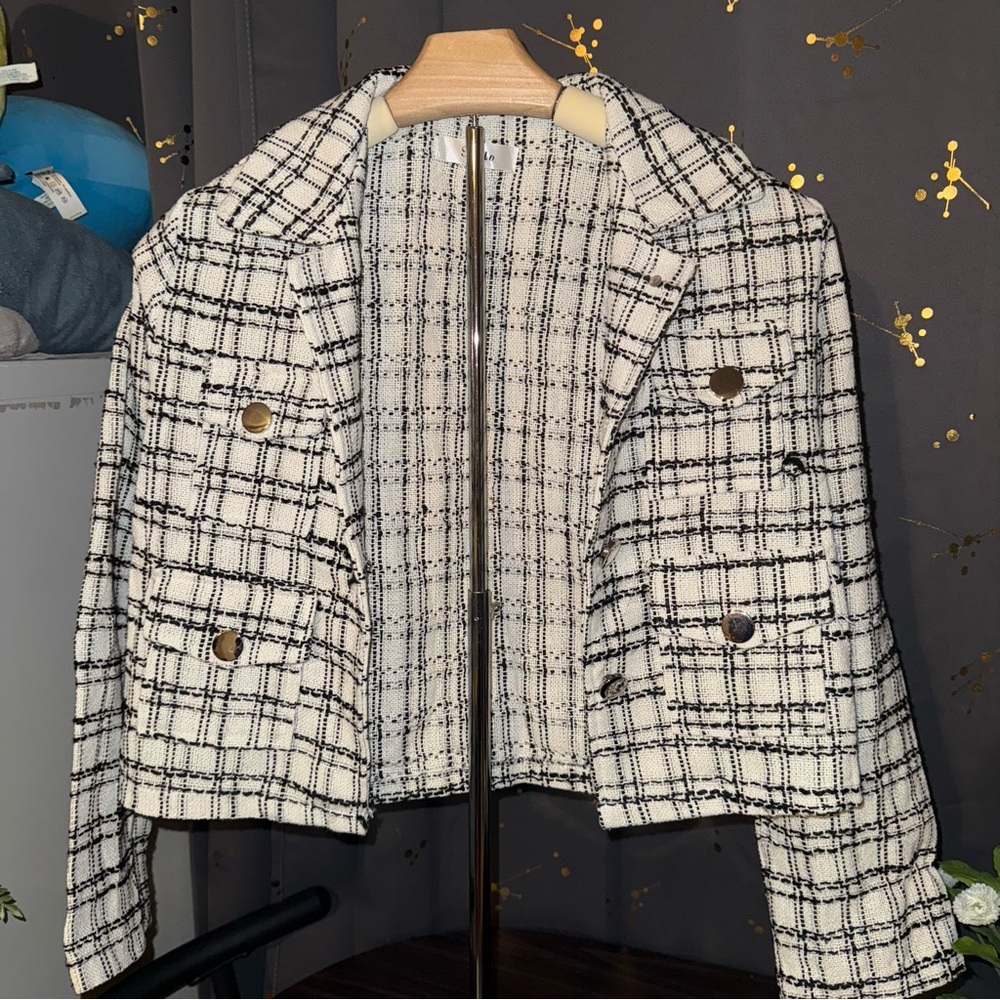 Black & White Tweed High Quality Blazer Jacket